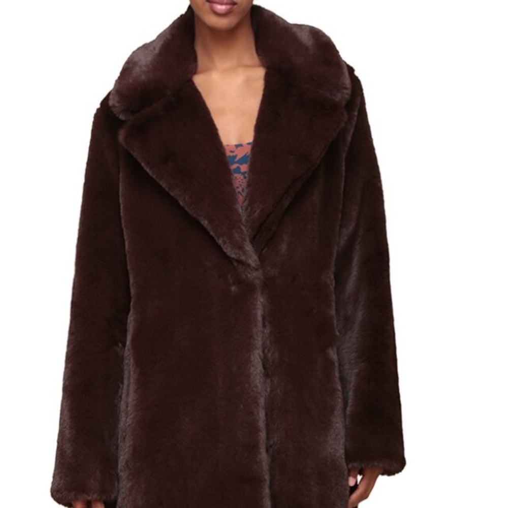 Avec Les Filles Dark Brown Faux Fur Coat